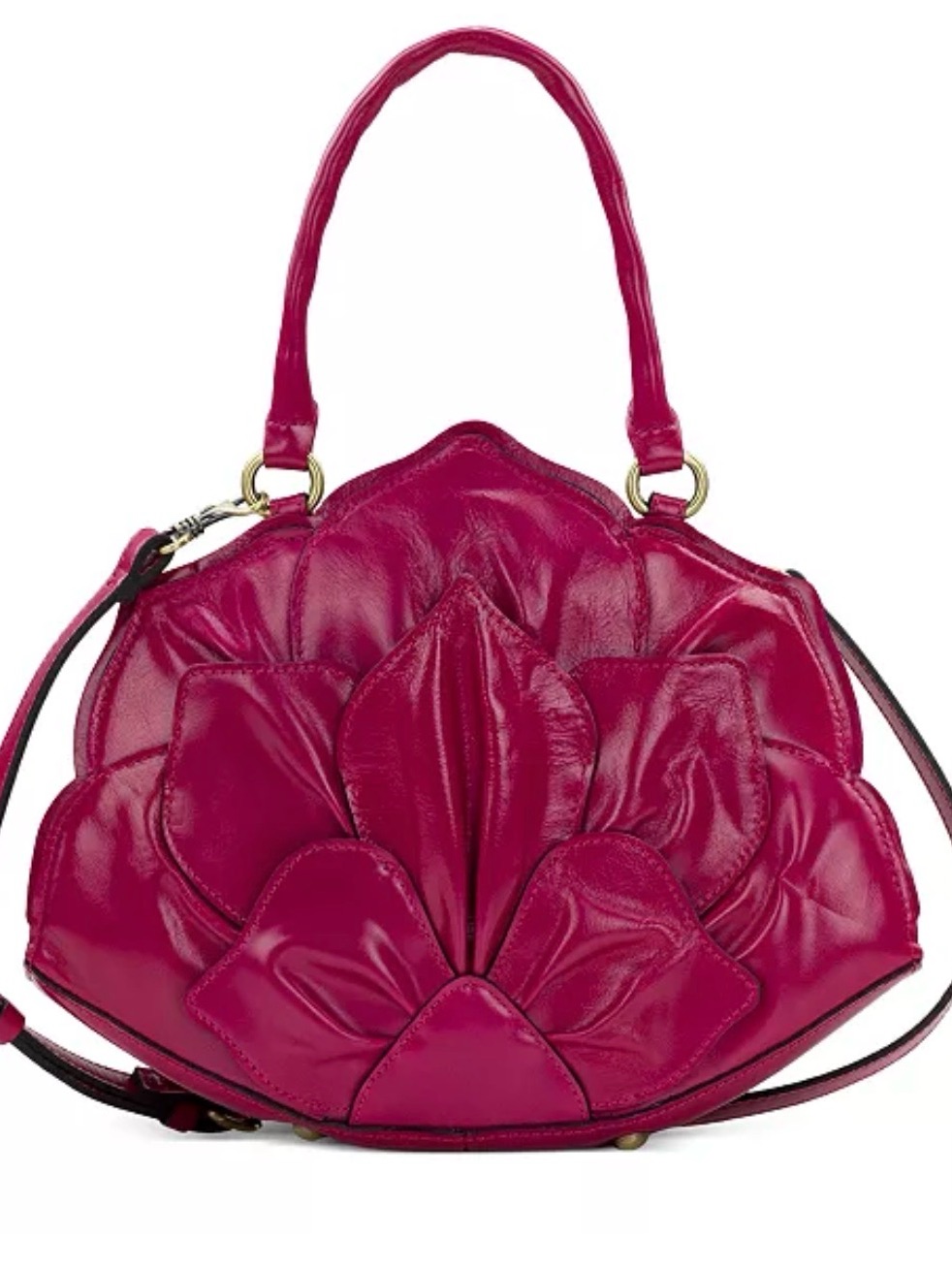 Patricia Nash Pink Floral Leather Satchel Crossbody Bag Flower Petal Convertible